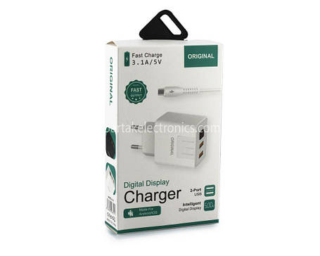 Адаптер (A-14) 220v 2 usb with digital display CX QC03 (250), фото 1