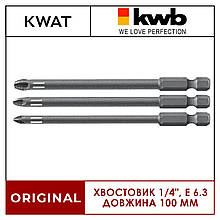 Набір торсіонних біт KWB PZ1/2/3 3 шт довжина 100 мм хвостовик 1/4" E 6.3.