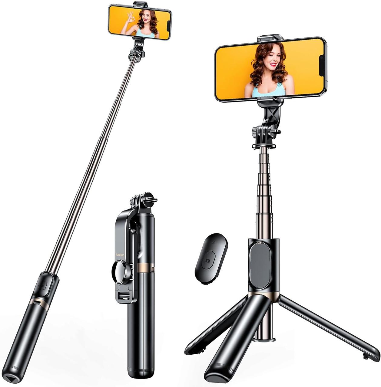 Blukar Selfie Stick, розширюваний штатив для селфі-палиць Bluetooth 4 в 1 - стабільна підставка для штатива з обертанням на 360° з, фото 1