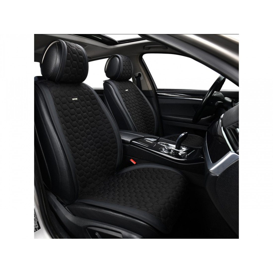 Накидки на сидіння велюр Чорні передні Beltex Monte Carlo, фото 1