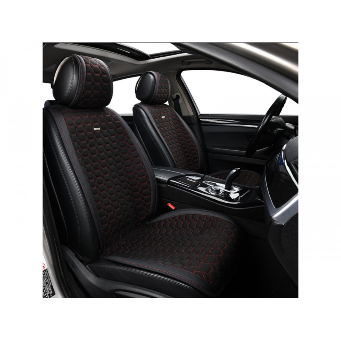 Накидки на сидіння велюр Чорно-червоні передні Beltex Monte Carlo, фото 1