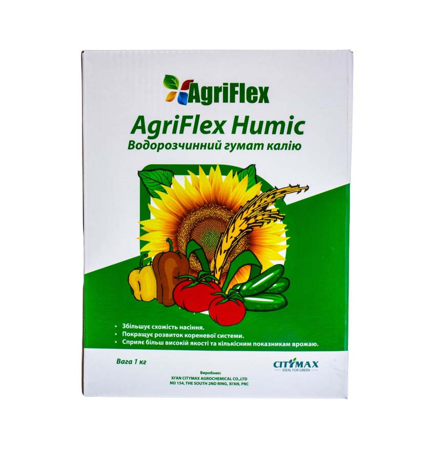 Агріфлекс Гумік (Agriflex Humic) Гумат калію 1 кг, мікродобриво, біостимулятор росту, СітіМакс (CityMax)