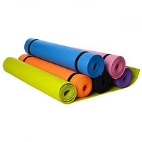 Килимок для фітнесу і йоги 173х61 см товщина 4 мм (6 кольорів)