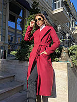 Кашемировое женское пальто, на поясе, в классическом стиле (фрез, горчица, чёрный, красный, голубой, беж)
