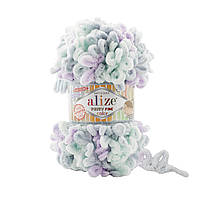 Пряжа плюшевая Alize Puffy Fine Colour (Алізе Пуффі Файн Колор), №6466, 100гр., 14,5м.