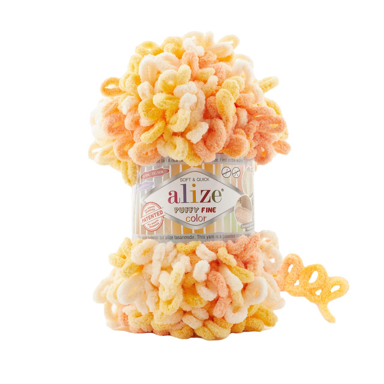 Пряжа плюшева Alize Puffy Fine Colour (Алізе Пуффі Файн Колор), №6467, 100гр., 14,5м.