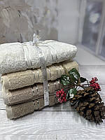Набор плотных мягких махровых банных полотенец в упаковке 4 шт размер 70*140 см Турция Julie