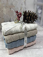 Набор плотных мягких махровых банных полотенец в упаковке 4 шт размер 70*140 см Турция Julie