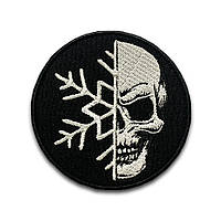 Шеврон череп-снежинка frozen skull вышивка Шеврон на заказ Шевроны на липучке ВСУ (вш-146)