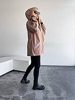 Женская матовая двустороння куртка плащевка на молнии с капюшоном (Черный+Электрик, Черный+Беж, Белый+Беж)