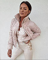 Женская стильная куртка плащевка на молнии (белый, бежевый); размер: 46-48, 50-52 Бежевый, 50/52