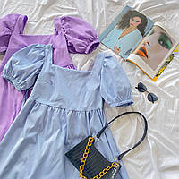 Женское воздушное коттоновое платье мини, свободного кроя, с завязками на спине