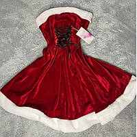 Женское новогоднее платье снегурочки. Красное платье