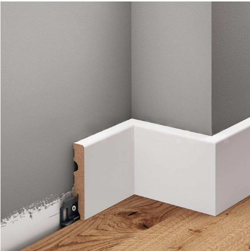 Плінтус МДФ (80*14,5*2200мм) білий фарбований ламінований в RAl 9003 з можливістю фарбування в будь-який колір