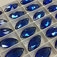 Пришивные лодочки стекло Lux, цвет Sapphire, 9x18мм, 1шт