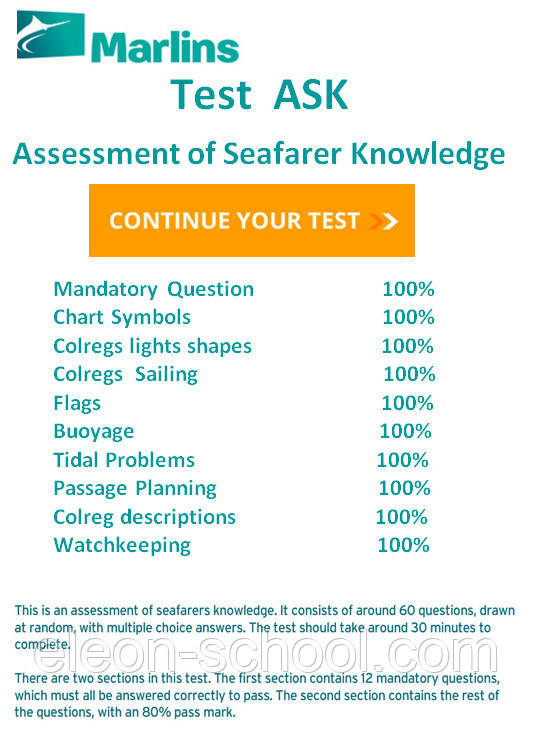 ASK Test (Assessment of Seafarer Knowledge) всі питання й відповіді.