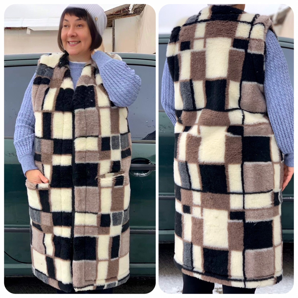 Жилетка безрукавка жіноча на овчині великі розміри з 48 по 64