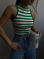 Женский летний безрукавый топ стильный в полоску в расцветках; размер: 42-46