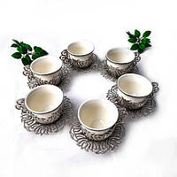 Набор турецких чашек для кофе и чая 6 шт белый