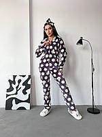 Женская махровая пижама/домашний костюм (кофта + штаны); размеры: 42-46, 46-48