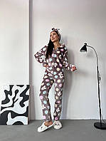 Женская махровая пижама/домашний костюм (кофта + штаны); размеры: 42-46, 46-48 Мокко, 46/48