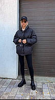 Жіноча куртка-ковдра (плащівка + наповнювач силікон 250), у кольорах Чорний, 50/52
