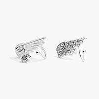 Срібні сережки пусети Крила із фіанітами з ефектом кафи, С2Ф/1400