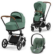 Cybex Priam 4.0 коляска 3 в 1 Leaf Green шасі Chrome Brown
