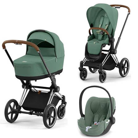 Cybex Priam 4.0 коляска 3 в 1 Leaf Green шасі Chrome Brown, фото 1