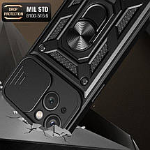 PC + TPU чохол Camshield armor для iPhone 15 / сріблястий, фото 4