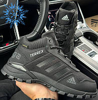 Зимние мужские кроссовки Adidas Terrex Daroga Gore Tex с мехом теплые зима черные. Высокие мужские ботинки