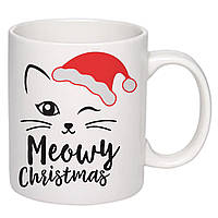 Чашка с принтом, печать макета "Meowy Christmas" 330мл (цвет белый) (17094)