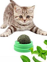 Ласощі з м'ятою для котів з котячої м'яти, Льодяник для котів, Кругла кулька з м'ятою на липучці, фото 4