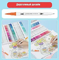 Набір маркерів-лінерів і маркерів-пензлів WORISON з м'якою головкою на водній основі 100 шт., фото 5