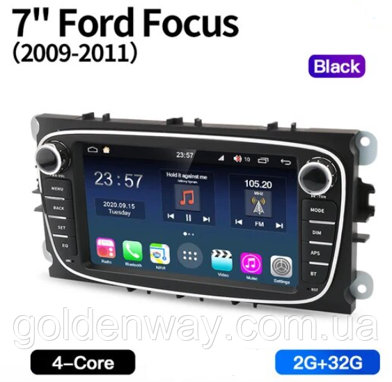 Штатна автомагнітола Android FORD Focus Mondeo Kuga S-Max Galaxy C-Max Transit 2008-2011 DSP 2/32Гб Чорний