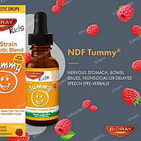 Bioray Inc., Kids, NDF Tummy, смесь из 11 штаммов пробиотиков, со вкусом малины, 60 мл (2 жидк. унции)