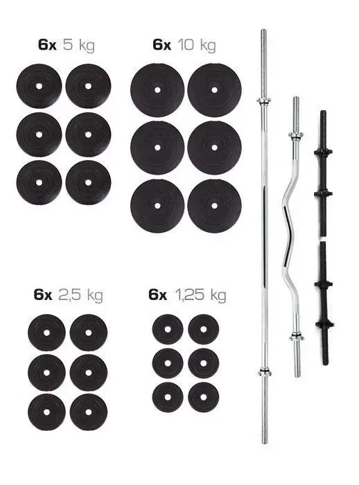 Штанга + Гантелі Набір навантажень Premium 128 кг гриф прямий + вигнутий пластик B_2176, фото 1