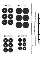 Штанга + Гантелі Набір навантажень Premium 128 кг гриф прямий + вигнутий пластик B_2176