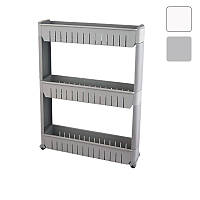 Полиця Bonro B03 біла на колесах етажерка для ванної кухні салоні B_2179 Сірий