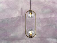 Люстра-подвес со стеклянным плафоном в стиле лофт 91638-2 BRZ+CL на 1 лампу
