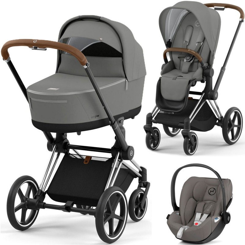 Cybex Priam 4.0 коляска 3 в 1 Mirage Grey шасі Chrome Brown