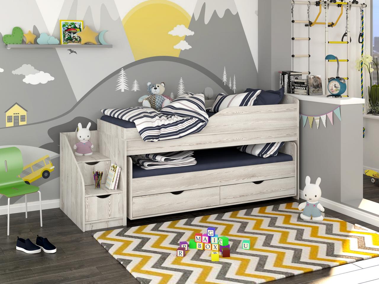 Ліжко двоярусне "КД-6" Ліжко дитяче підліткове Ліжко двоповерхове видвижне