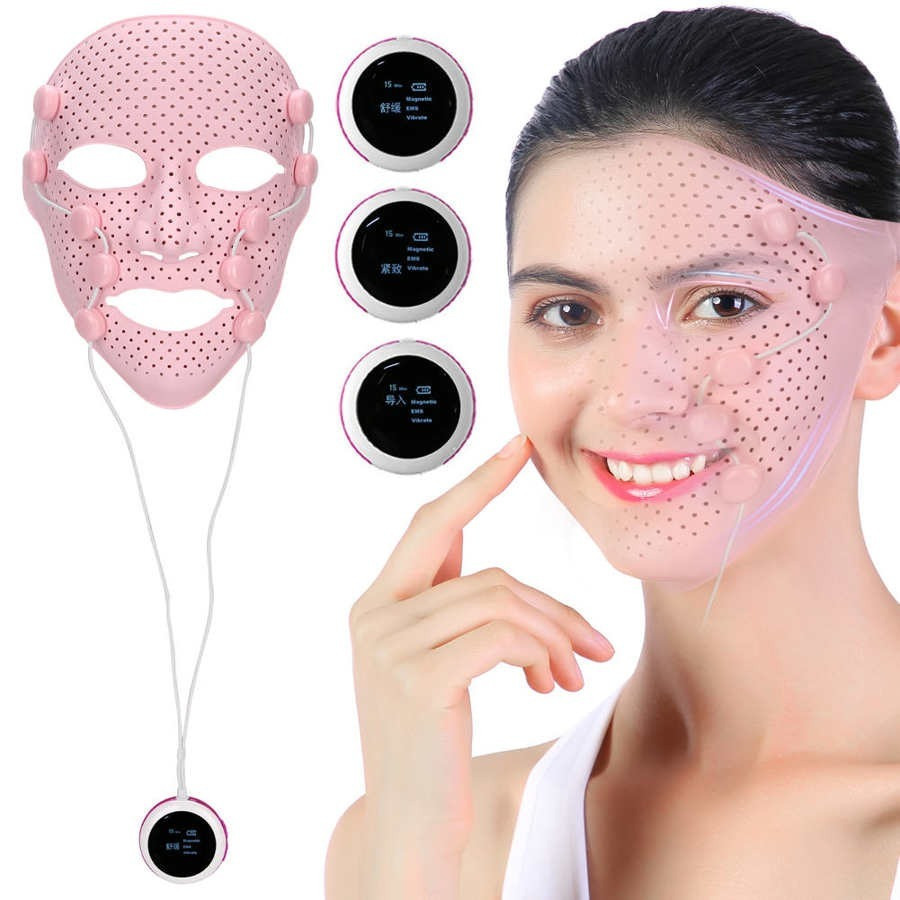 Електрична силіконова мікрострумова маска масажер для підтяжки шкіри у вигляді маски для обличчя