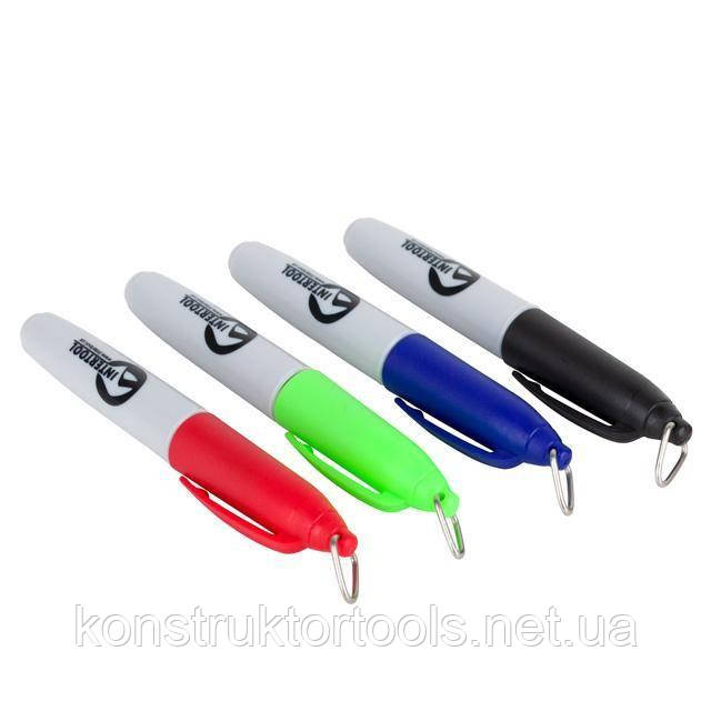 Набір міні-маркерів перманентних 4шт. (чорний, синій, зелений, червоний) INTERTOOL, фото 1