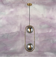 Люстра-подвес со стеклянным плафоном в стиле лофт 91638-2 BRZ+BK на 1 лампу