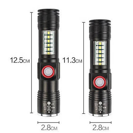Ліхтар SY-1903C-P50+SMD+RGB Alarm, вбудований акумулятор, ремінець на руку zoom, ЗУ USB, фото 3