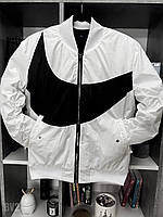 Мужской бомбер двухцветный (белый с черным) красивая молодежная куртка с легким утеплителем TWbv2