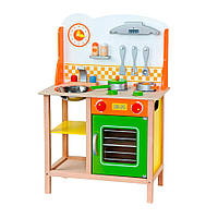 Детская кухня Viga Toys 50957FSC, из дерева, с посудой, World-of-Toys