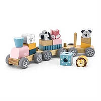 Деревянный поезд-пирамидка "PolarB Зверята" Viga Toys 44015, World-of-Toys