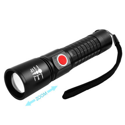 Ліхтар P520-P50, 1x18650/3xAAA, zoom, індикація заряду, ремінець, ЗУ Type-C, фото 1